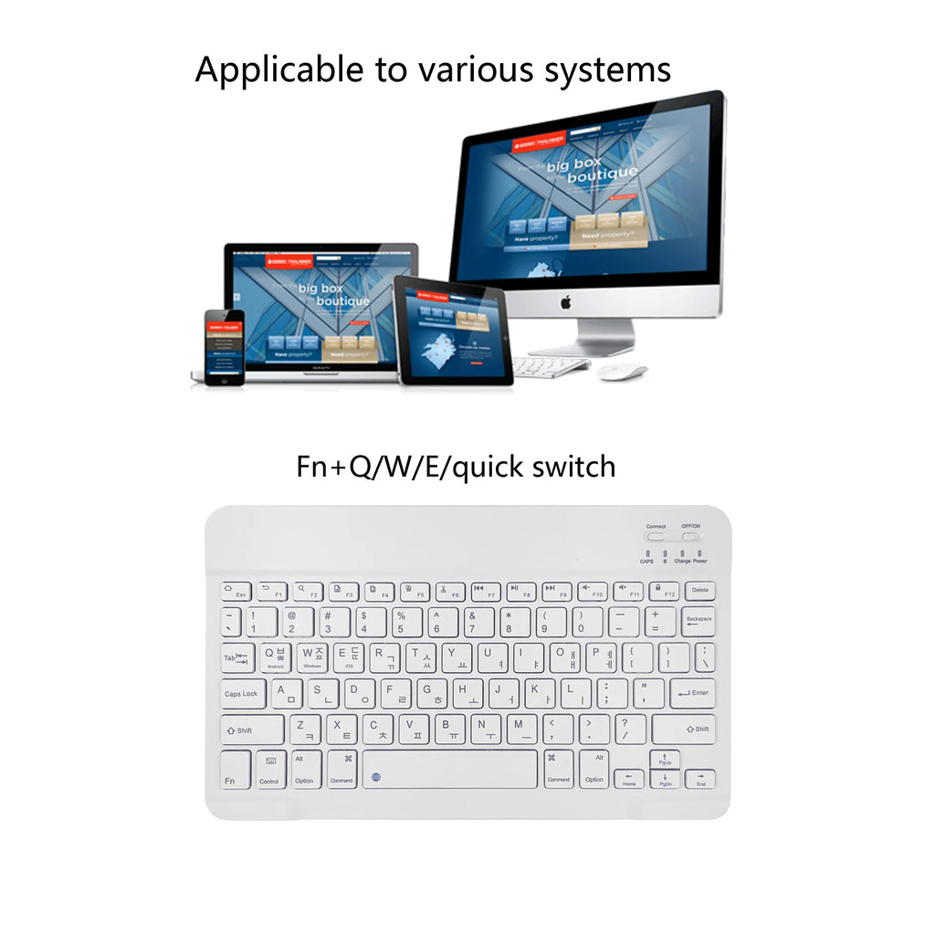 Korean language Ultra-Slim Bluetooth Keyboard Portable Mini Wireless Rechargeable for Apple iPad iPhone Korean