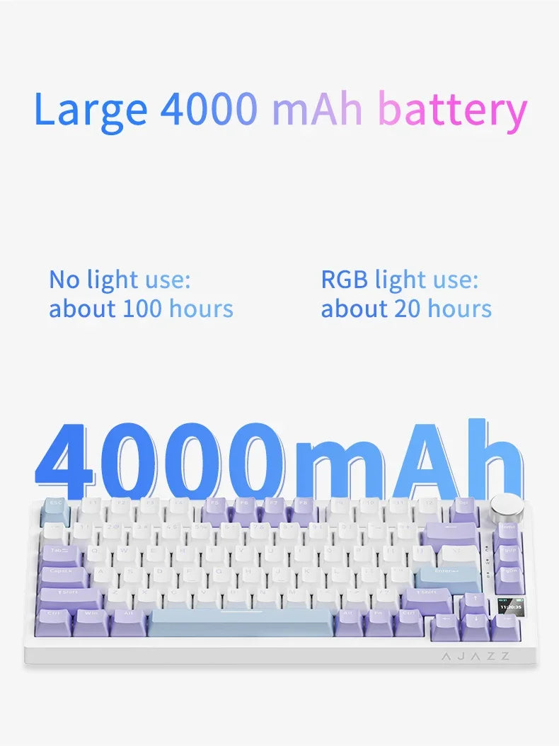 AJAZZ AK820/AK820 Pro Mechanical Gaming Keyboard Tri-Mode Bluetooth 5.1 Wireless Wired Knob Hot Swap Gasket Custom Keyboard