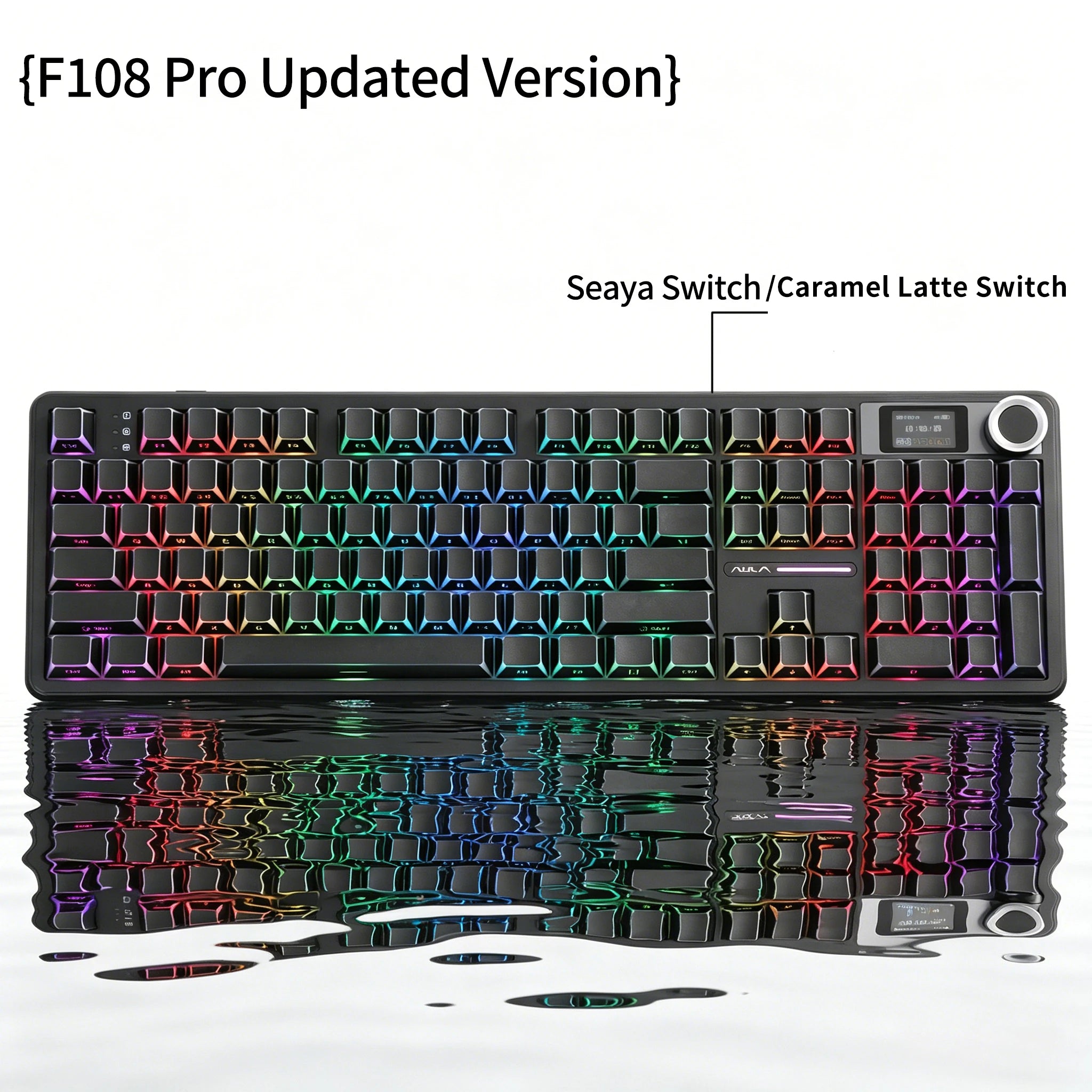 AULA F108 PRO Mechanical Keyboard Custom 100% Layout RGB Backlight Wireless Bluetooth Hifi Switch Gaming Keyboard
