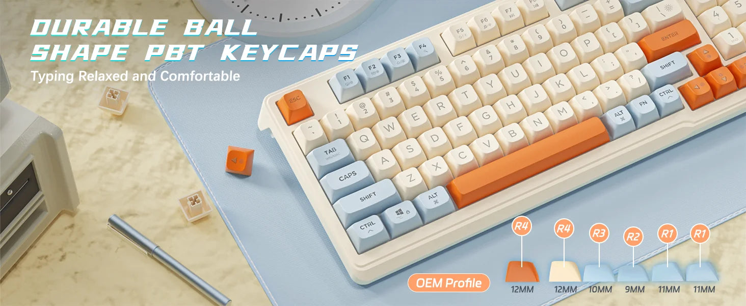 ZIYOU LANG Wireless Gaming Keyboard with Display Screen & Knob, Bluetooth/2.4GHz Quiet Membrane Keyboard, 3000mAh Rechargeable