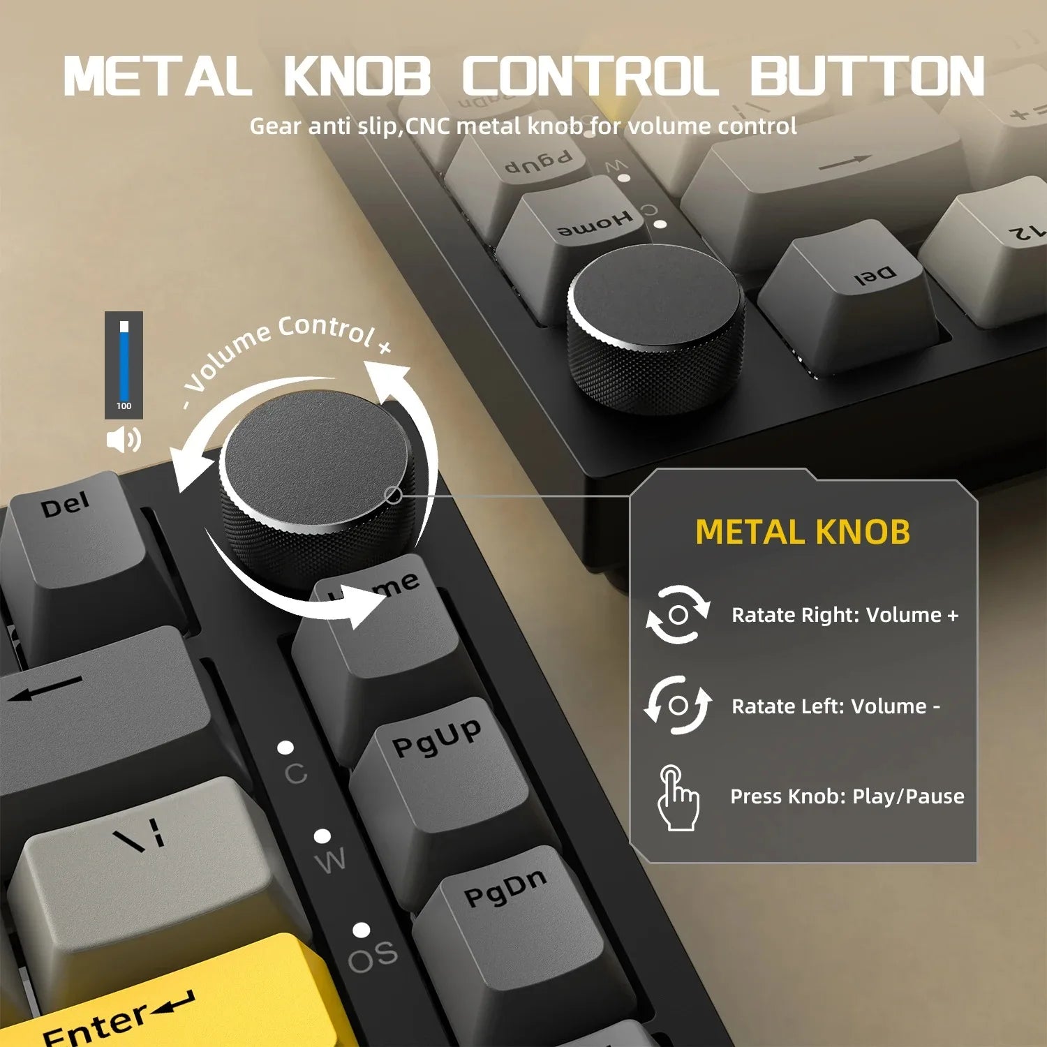 AJAZZ AK820/AK820 Pro Mechanical Gaming Keyboard Tri-Mode Bluetooth 5.1 Wireless Wired Knob Hot Swap Gasket Custom Keyboard
