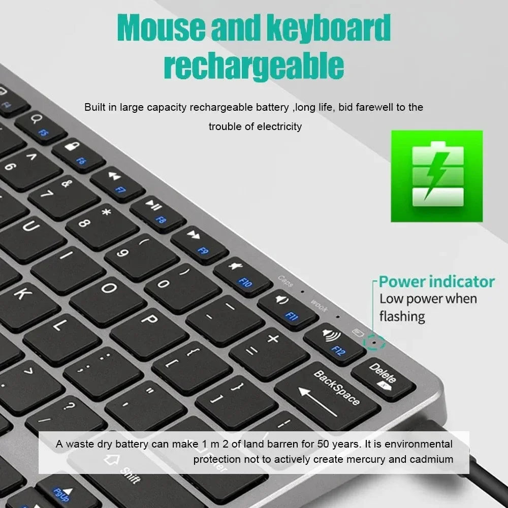 Mini Wireless Keyboard with Bluetooth 5.0 & 2.4G, Dual Mode Multimedia Portable for Laptop PC TV iPad Macbook Android