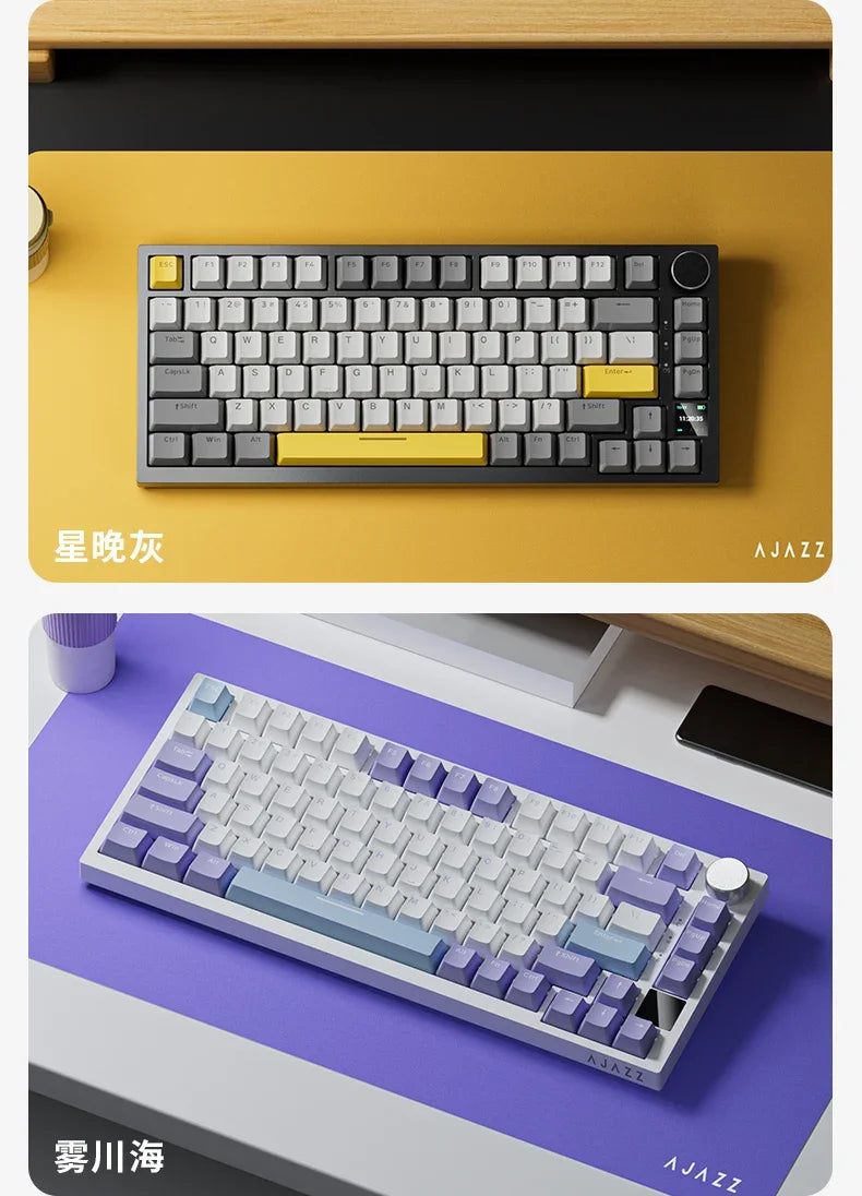 AJAZZ AK820/AK820 Pro Mechanical Gaming Keyboard Tri-Mode Bluetooth 5.1 Wireless Wired Knob Hot Swap Gasket Custom Keyboard