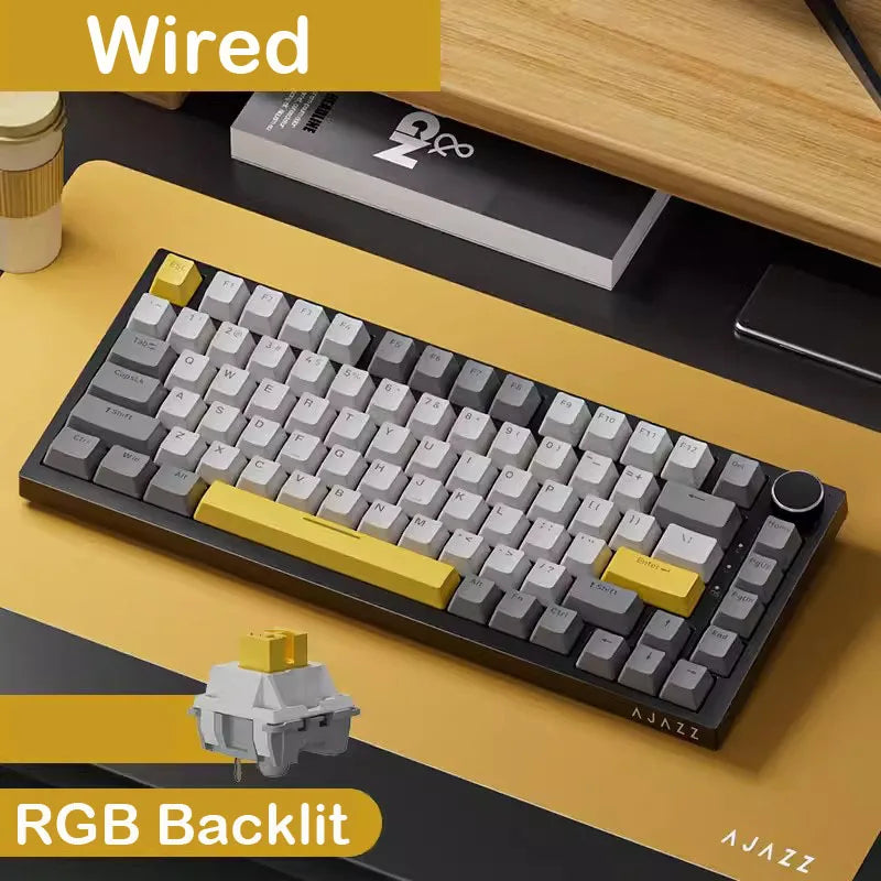 AJAZZ AK820/AK820 Pro Mechanical Gaming Keyboard Tri-Mode Bluetooth 5.1 Wireless Wired Knob Hot Swap Gasket Custom Keyboard