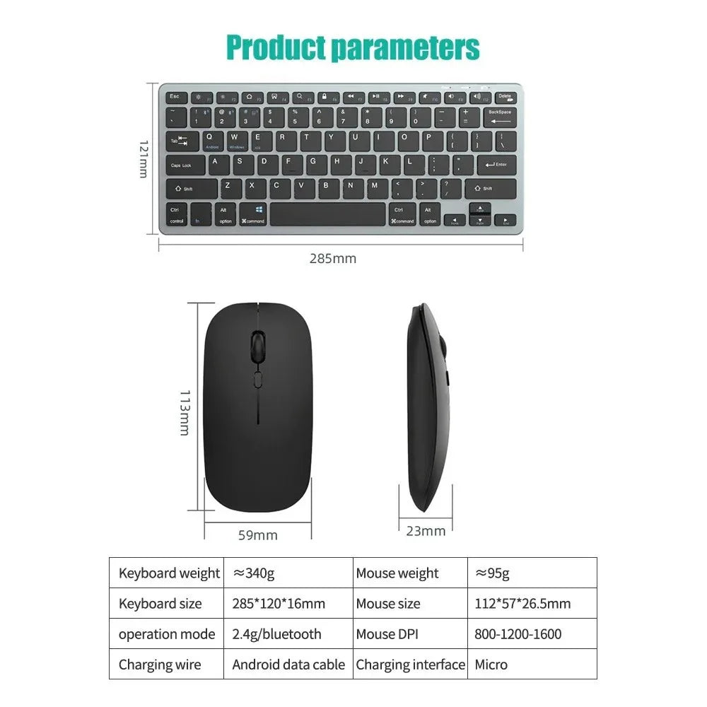 Mini Wireless Keyboard with Bluetooth 5.0 & 2.4G, Dual Mode Multimedia Portable for Laptop PC TV iPad Macbook Android