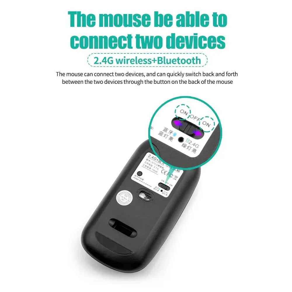 Mini Wireless Keyboard with Bluetooth 5.0 & 2.4G, Dual Mode Multimedia Portable for Laptop PC TV iPad Macbook Android